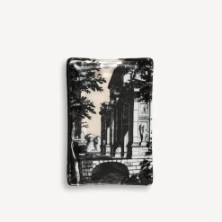 Design Ashtrays<Fornasetti Rectangular Ashtray Giardino Settecentesco White/Black/Platinum