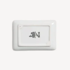 Design Ashtrays<Fornasetti Rectangular Ashtray Giardino Settecentesco White/Black/Platinum