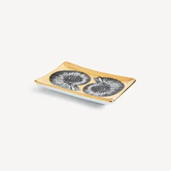 Design Ashtrays<Fornasetti Rectangular Ashtray Giro Di Conchiglie White/Black/Gold