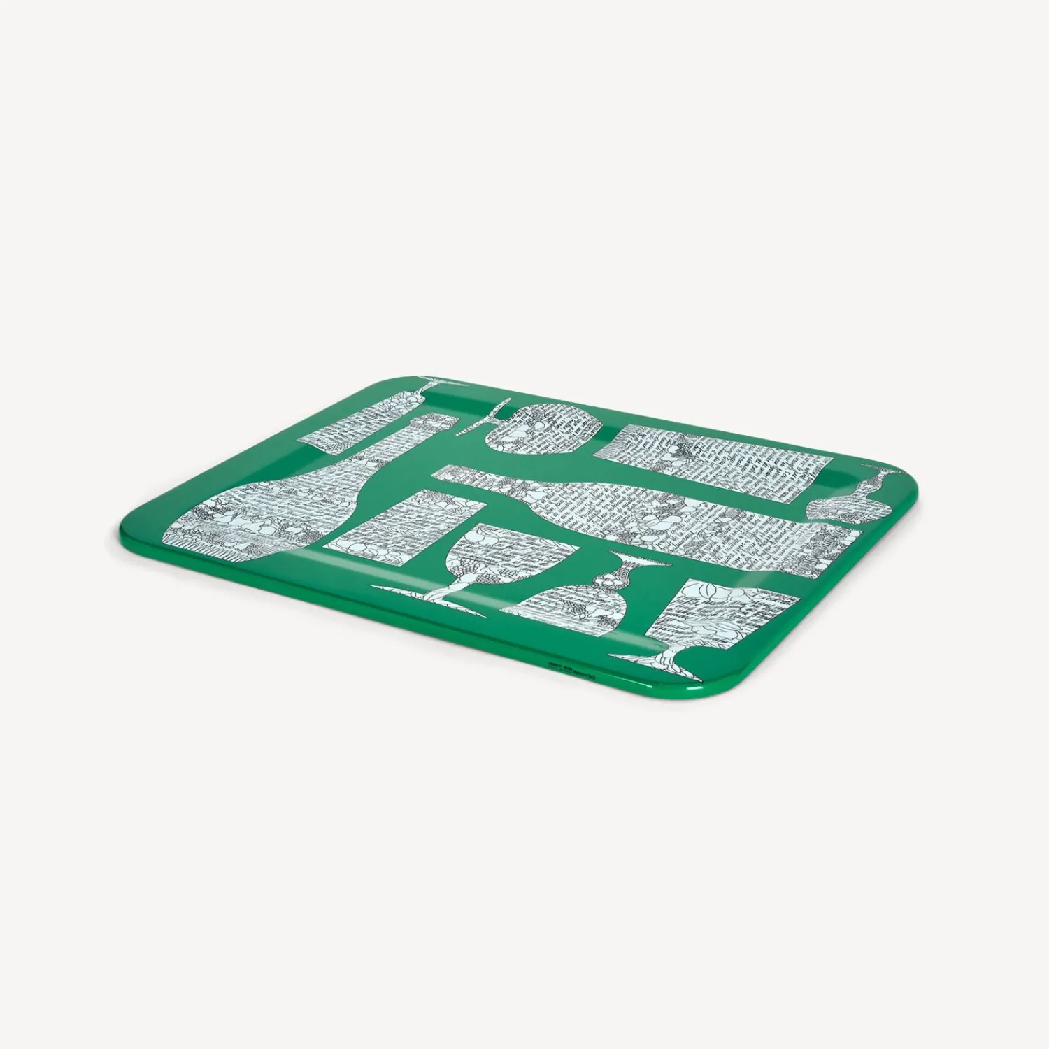 Decorative Trays And Pliants<Fornasetti Rectangular Tray Bottiglie Cocktail Green/White/Black