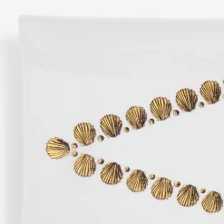 Decorative Trays<Fornasetti Rectangular Tray Giro Di Conchiglie White/Black/Gold