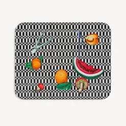 Decorative Trays And Pliants<Fornasetti Rectangular Tray Oggetti E Frutti Su Geometrico Multicolour