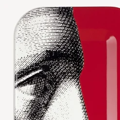 Decorative Trays And Pliants<Fornasetti Rectangular Tray Profilo White/Black/Red