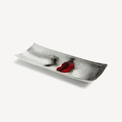 Decorative Trays<Fornasetti Rectangular Tray Red Lips - Tema E Variazioni N.397 White/Black/Red