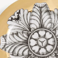 Decorative Plates<Fornasetti Rim Plate Rosone N.5 White/Black/Gold