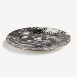Decorative Plates<Fornasetti Rim Plate Sirene N.1 White/Black/Gold