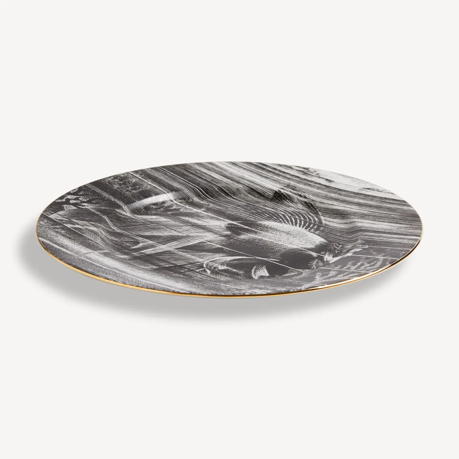Decorative Plates<Fornasetti Rim Plate Sirene N.4 White/Black/Gold