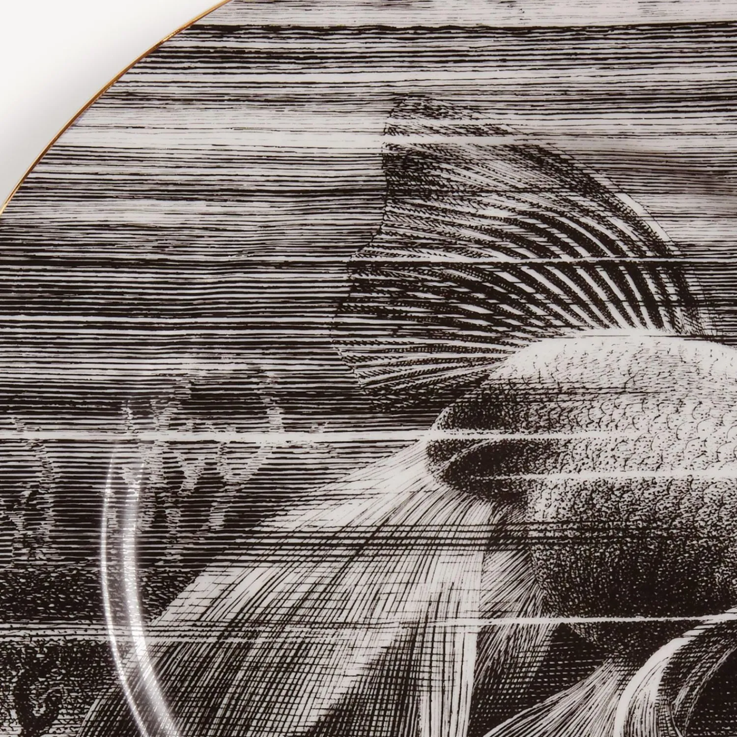 Decorative Plates<Fornasetti Rim Plate Sirene N.4 White/Black/Gold