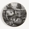 Decorative Plates<Fornasetti Rim Plate Sirene N.5 White/Black/Gold