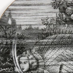 Decorative Plates<Fornasetti Rim Plate Sirene N.3 White/Black/Gold