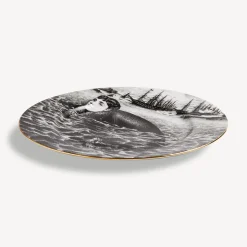 Decorative Plates<Fornasetti Rim Plate Sirene N.2 White/Black/Gold