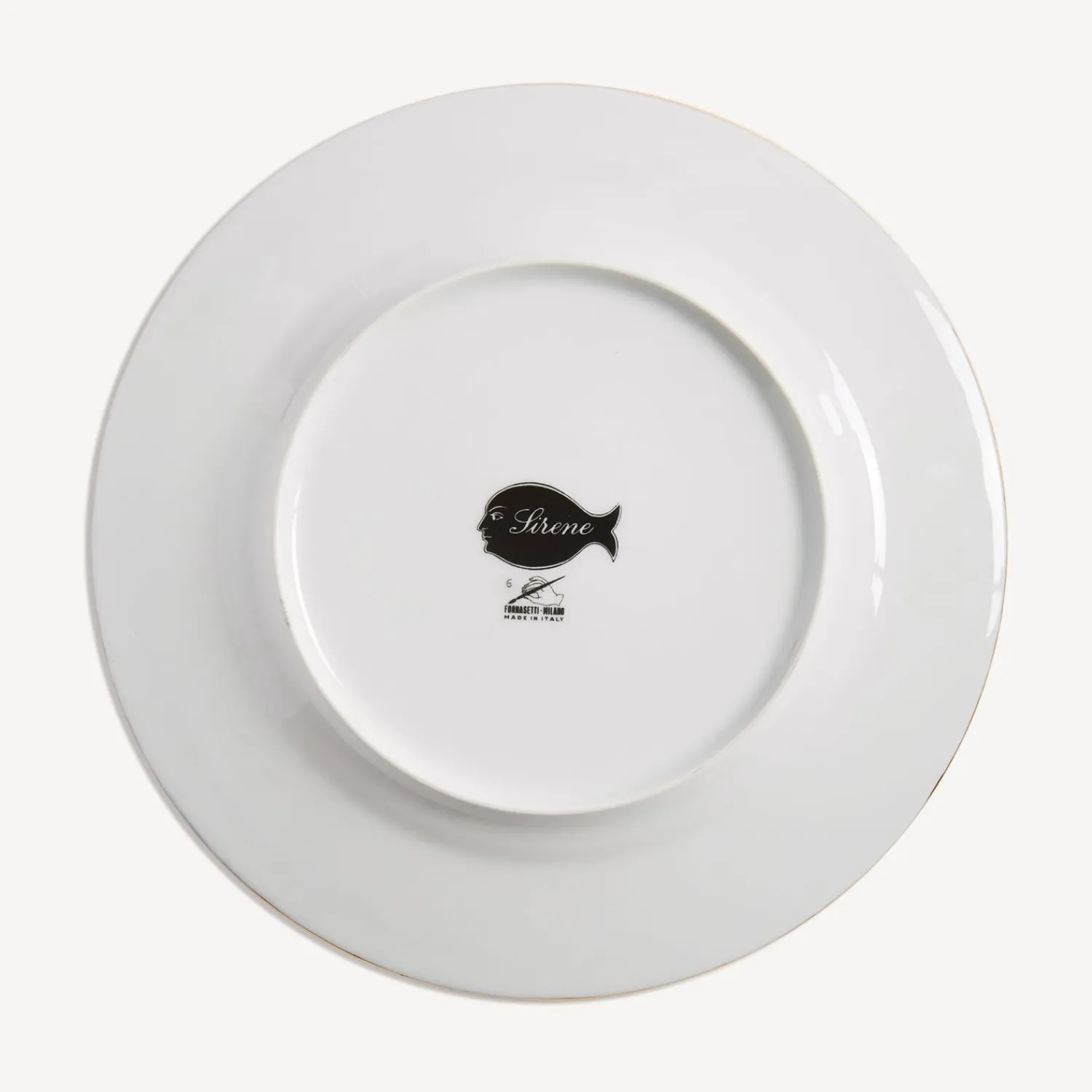 Decorative Plates<Fornasetti Rim Plate Sirene N.6 White/Black/Gold