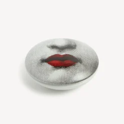 Small Containers<Fornasetti Round Box Red Lips - Tema E Variazioni N.397 White/Black/Red