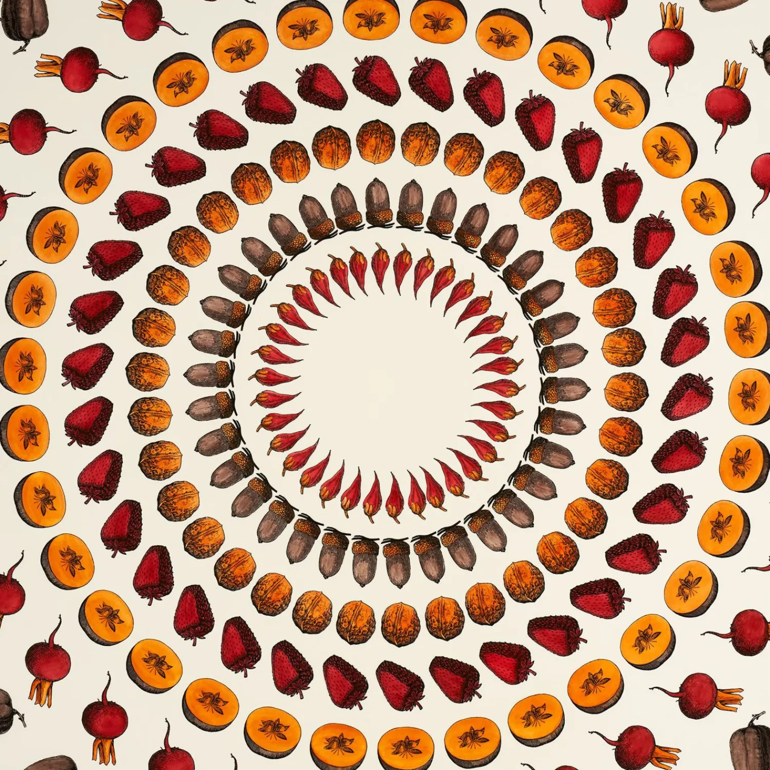 Tables<Fornasetti Round Table Giostra Di Frutta Multicolour