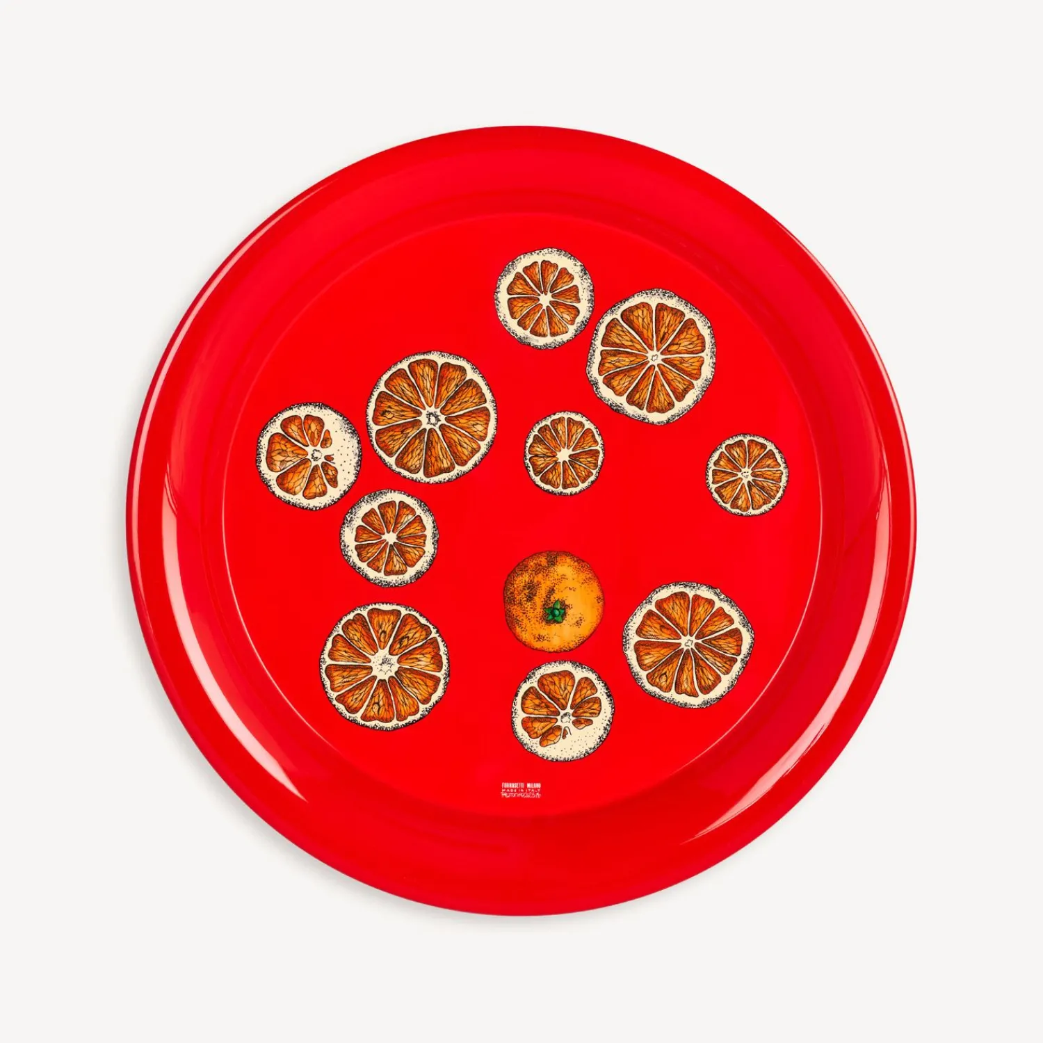 Decorative Trays And Pliants<Fornasetti Round Tray Fette D'Arancia Red/White/Orange