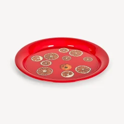 Decorative Trays And Pliants<Fornasetti Round Tray Fette D'Arancia Red/White/Orange