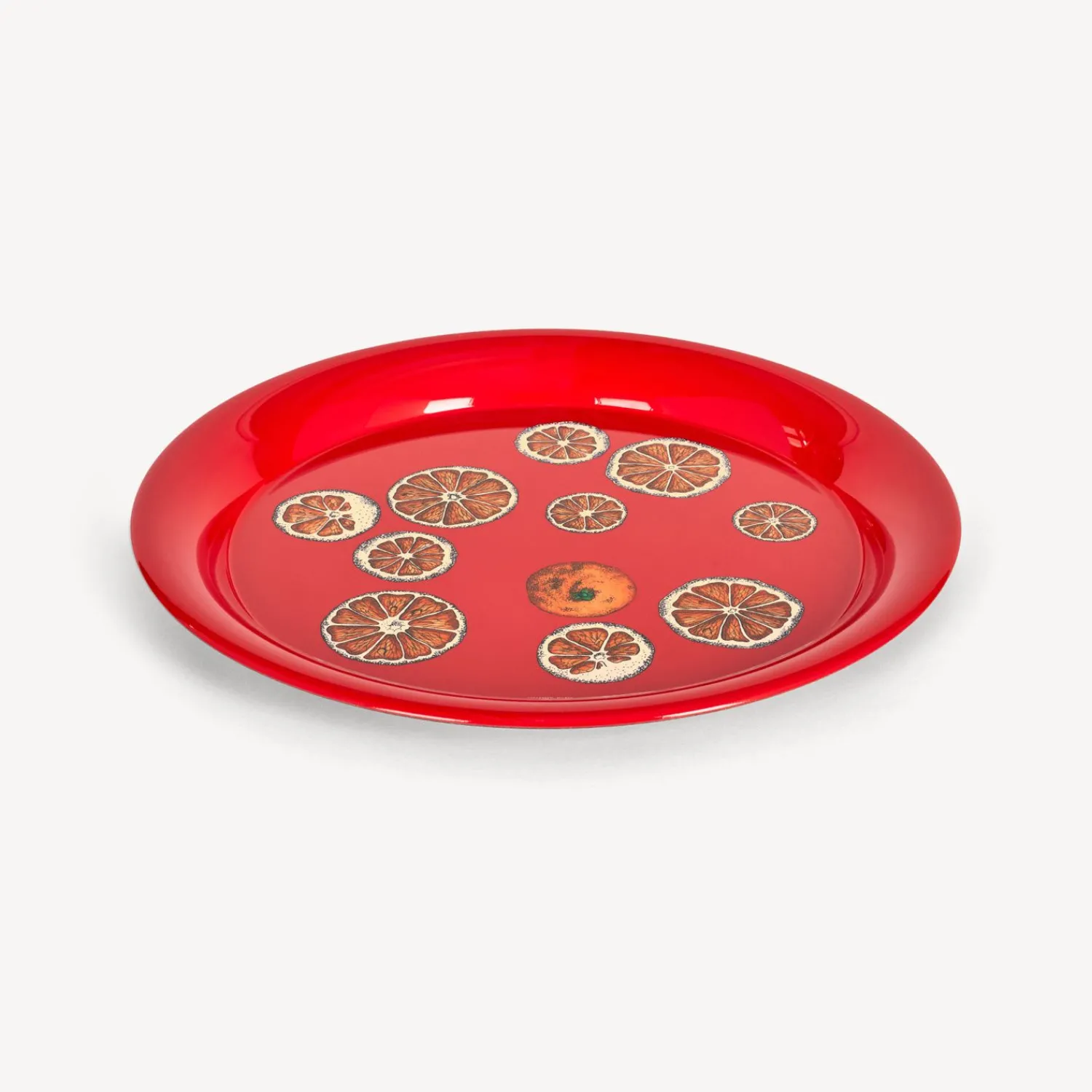 Decorative Trays And Pliants<Fornasetti Round Tray Fette D'Arancia Red/White/Orange