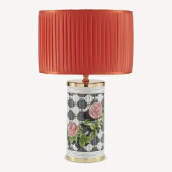 Lamps And Lampshades<Fornasetti Semi-Cylindrical Lampshade In Pleated Fabric Rosso