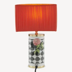 Lamps And Lampshades<Fornasetti Semi-Cylindrical Lampshade In Pleated Fabric Rosso