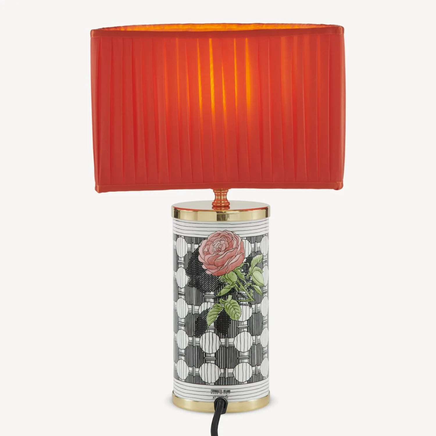Lamps And Lampshades<Fornasetti Semi-Cylindrical Lampshade In Pleated Fabric Rosso