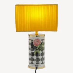 Lamps And Lampshades<Fornasetti Semi-Cylindrical Lampshade In Pleated Fabric Yellow