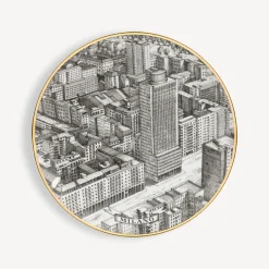 Decorative Plates<Fornasetti Set 6 Plates Citta D'Italia White/Black/Gold