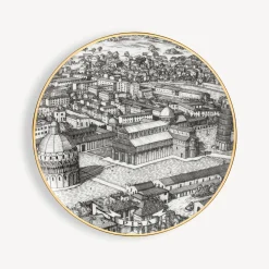 Decorative Plates<Fornasetti Set 6 Plates Citta D'Italia White/Black/Gold