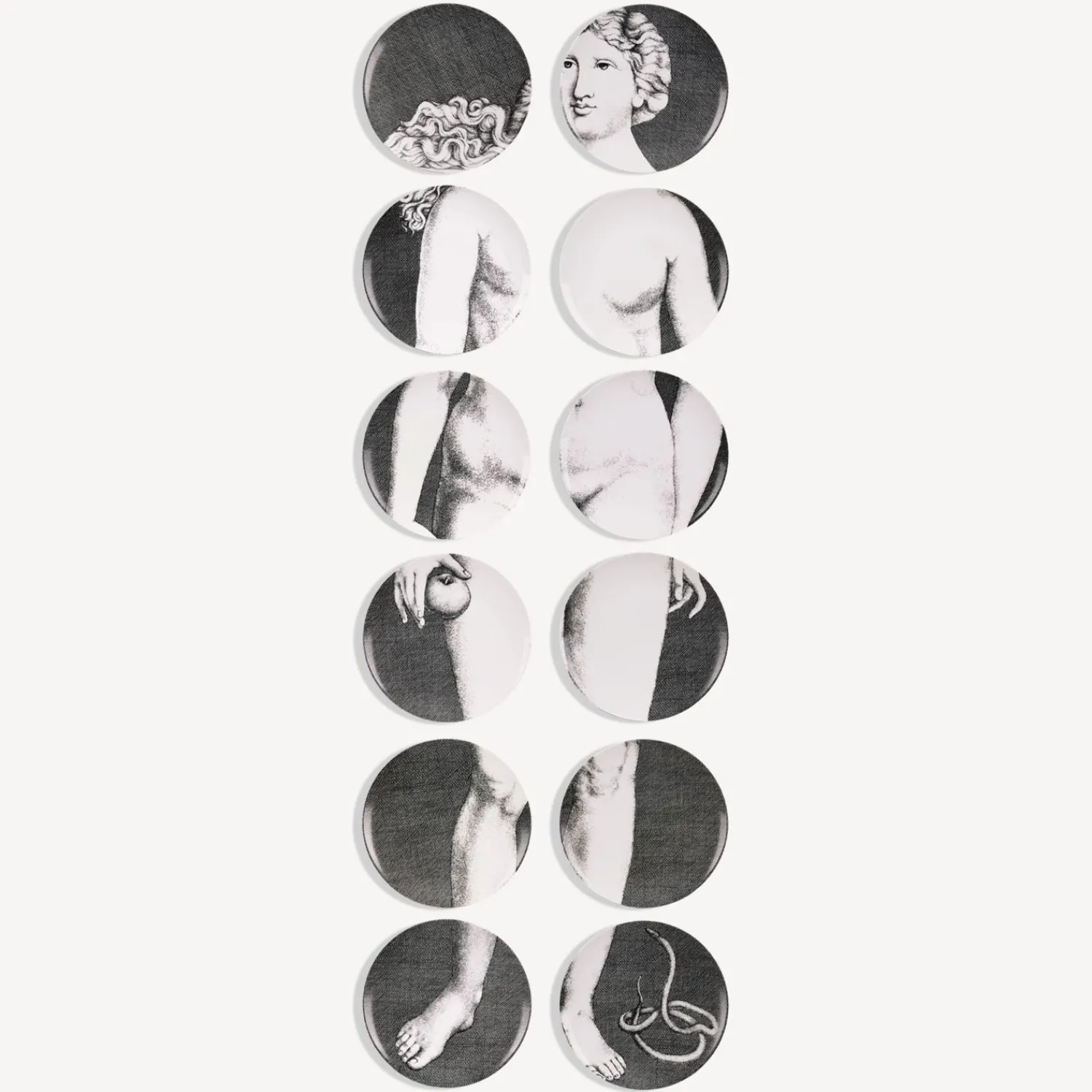 Decorative Plates<Fornasetti Set 12 Plates Eve White/Black