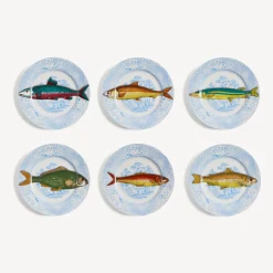 Decorative Plates<Fornasetti Set 6 Plates Piscibus Multicolour