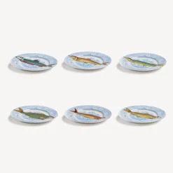 Decorative Plates<Fornasetti Set 6 Plates Piscibus Multicolour