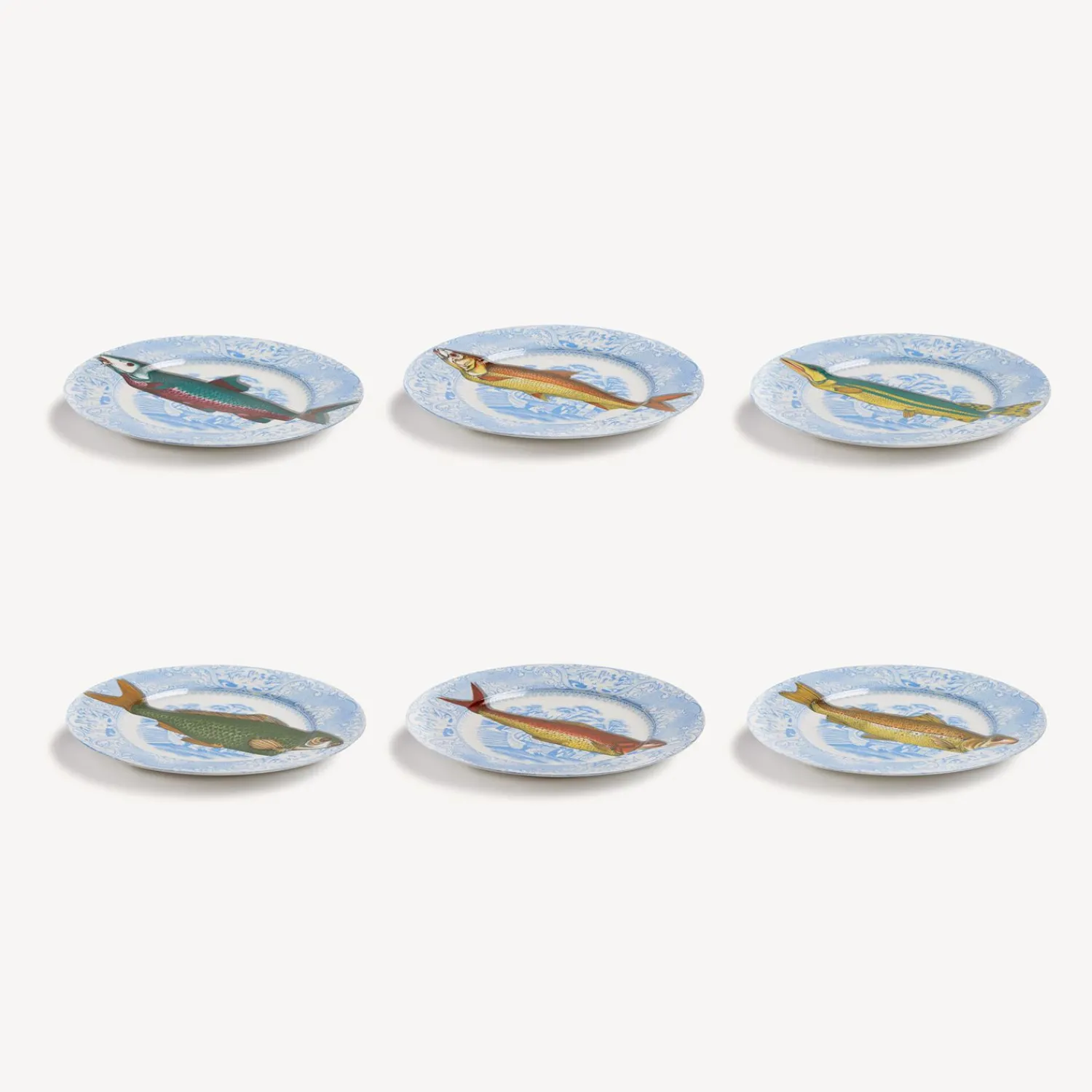 Decorative Plates<Fornasetti Set 6 Plates Piscibus Multicolour