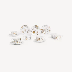 Tea And Coffee Sets<Fornasetti Set 6 Tea Cups Astronomici White/Black/Gold