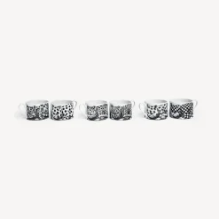 Tea And Coffee Sets<Fornasetti Set 6 Tea Cups High Fidelity White/Black