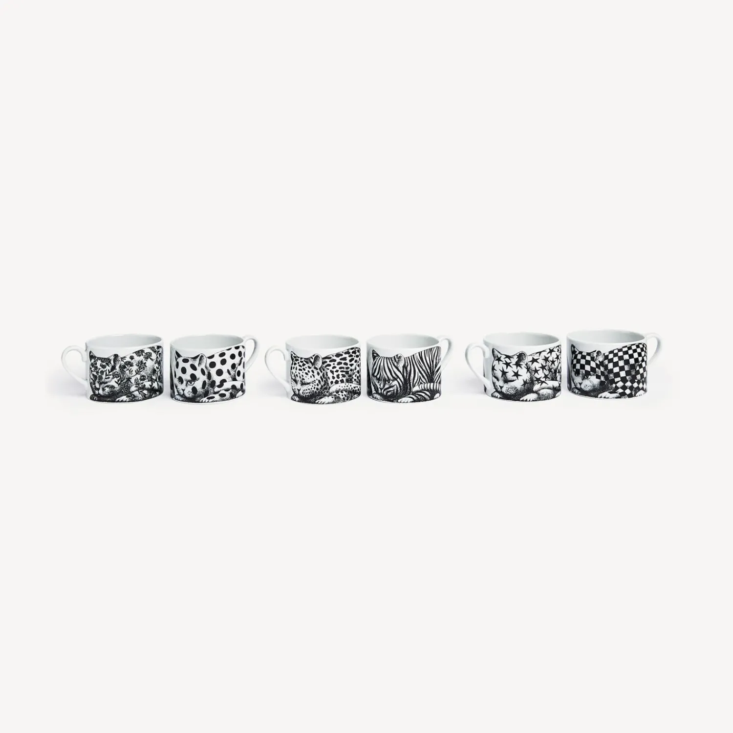 Tea And Coffee Sets<Fornasetti Set 6 Tea Cups High Fidelity White/Black