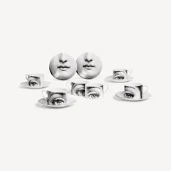 Tea And Coffee Sets<Fornasetti Set 6 Tea Cups Tema E Variazioni N.1 White/Black