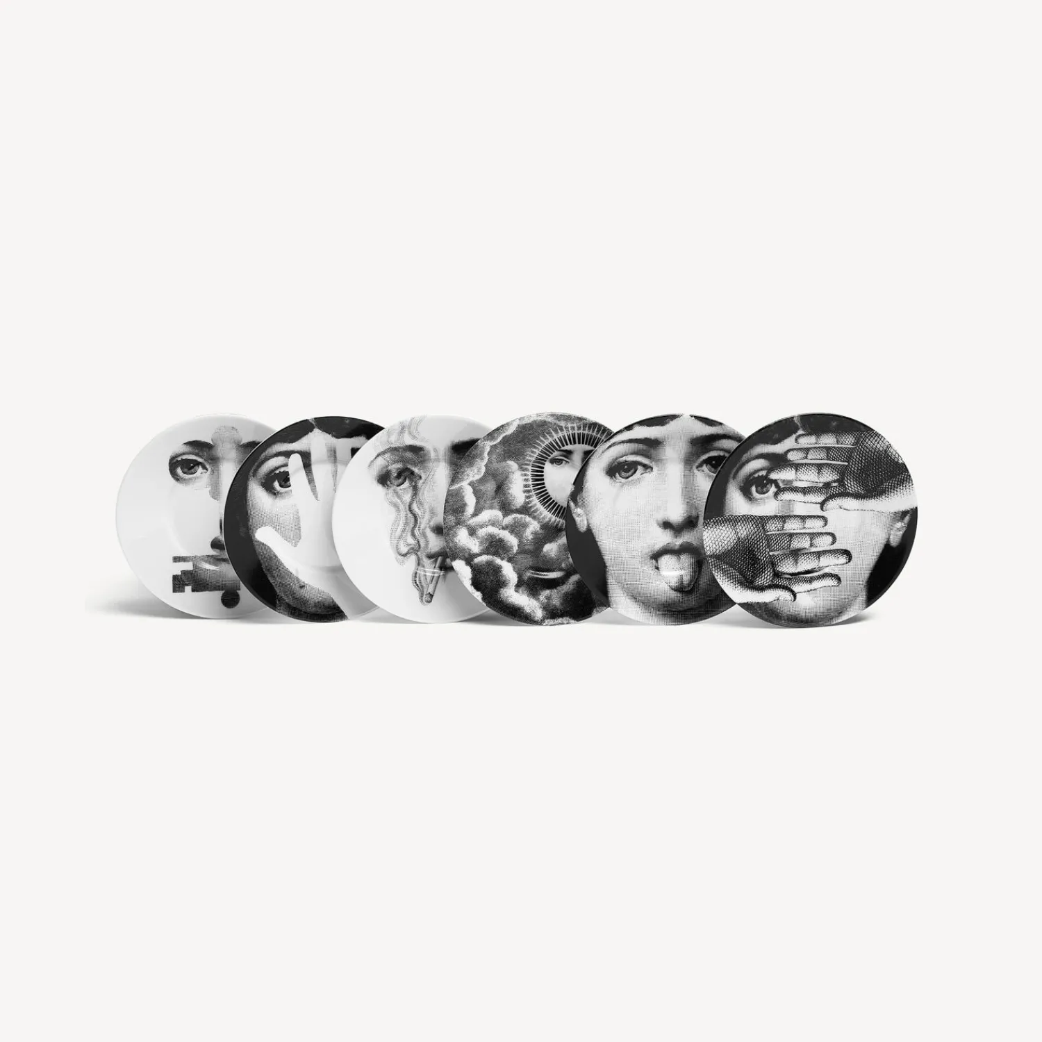 Tea And Coffee Sets<Fornasetti Set 6 Tea Cups Tema E Variazioni White/Black/Gold