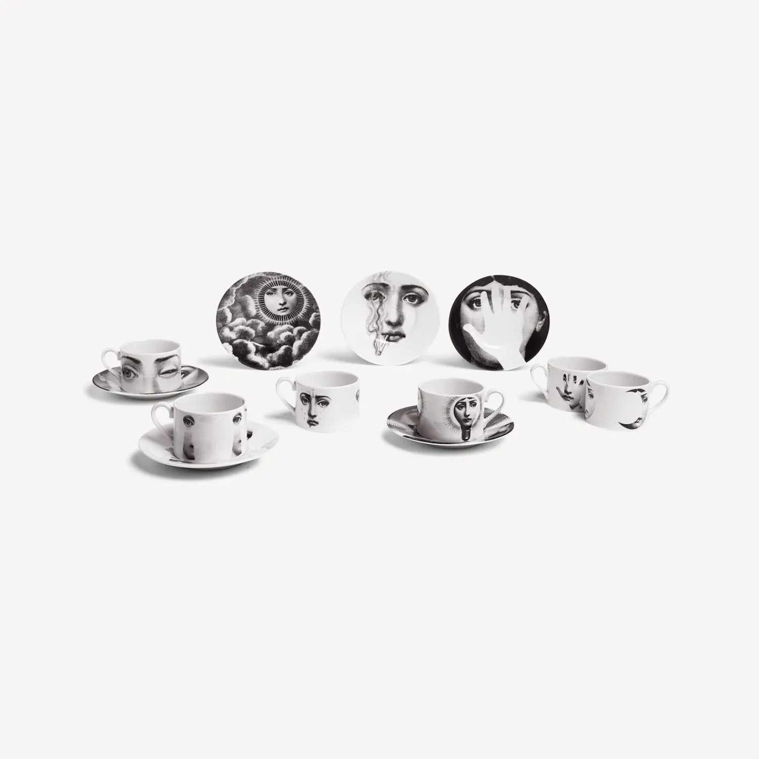 Tea And Coffee Sets<Fornasetti Set 6 Tea Cups Tema E Variazioni White/Black