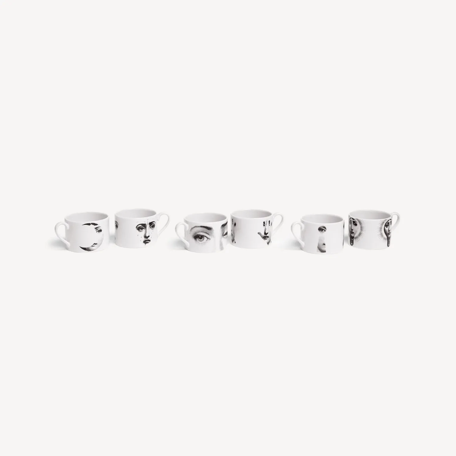 Tea And Coffee Sets<Fornasetti Set 6 Tea Cups Tema E Variazioni White/Black