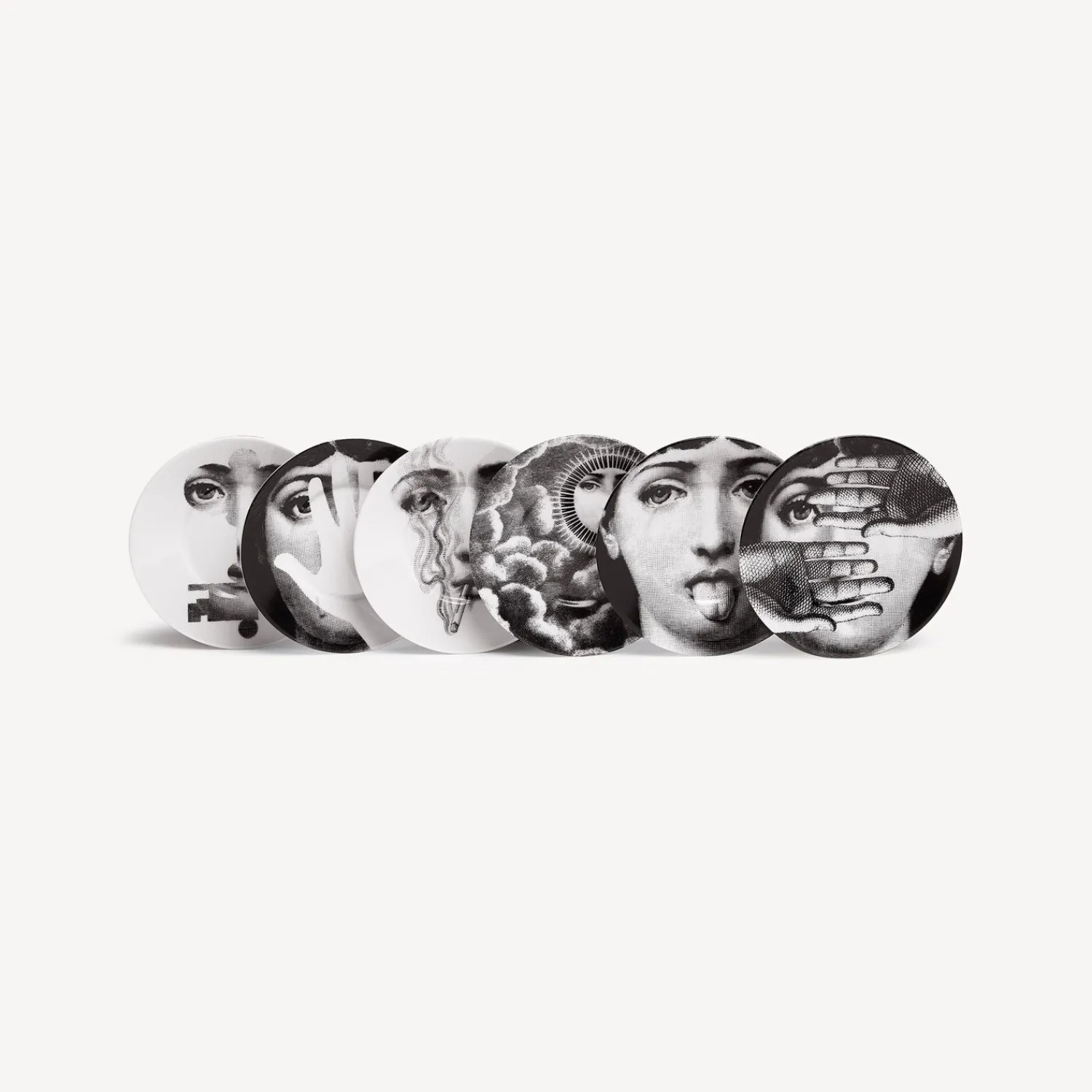 Tea And Coffee Sets<Fornasetti Set 6 Tea Cups Tema E Variazioni White/Black