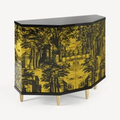 Cabinets<Fornasetti Small Cabinet Polyhedric Giardino Settecentesco Black/Yellow
