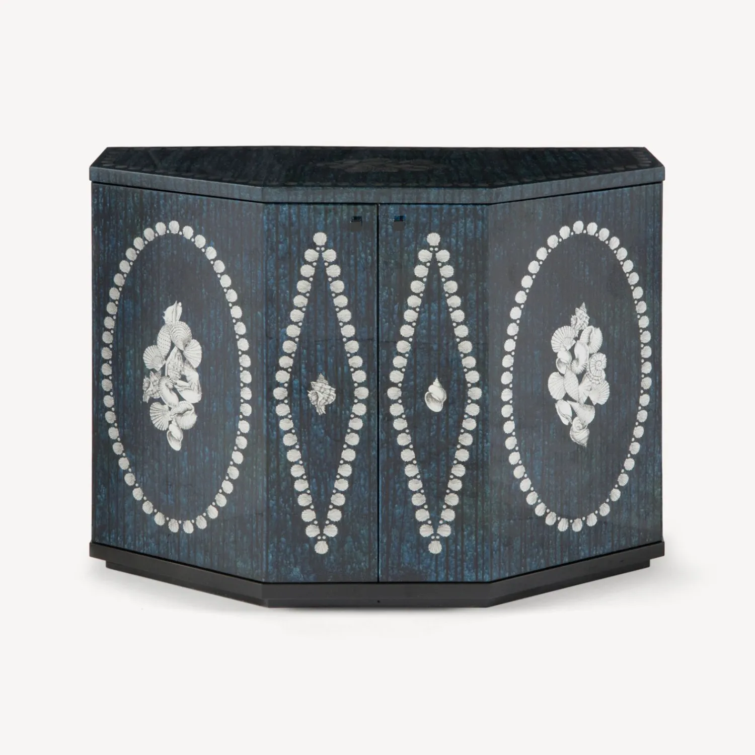 Cabinets<Fornasetti Small Cabinet Polyhedric Giro Di Conchiglie Silver/Blue