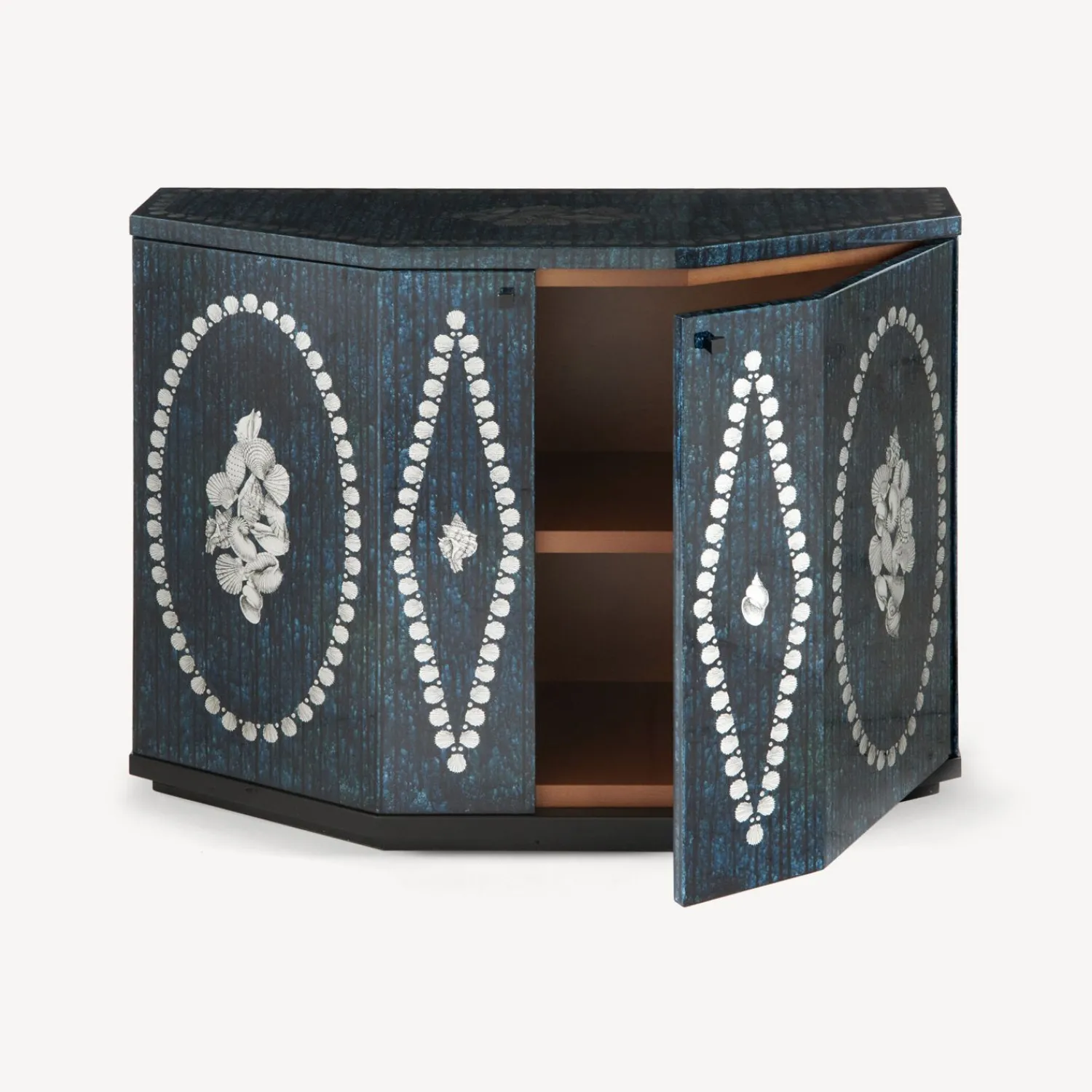 Cabinets<Fornasetti Small Cabinet Polyhedric Giro Di Conchiglie Silver/Blue