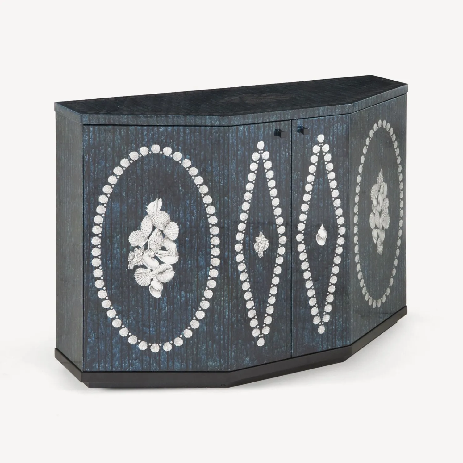 Cabinets<Fornasetti Small Cabinet Polyhedric Giro Di Conchiglie Silver/Blue