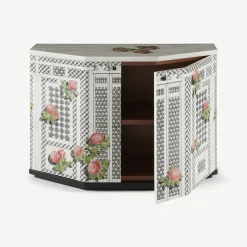 Cabinets<Fornasetti Small Cabinet Polyhedric Musciarabia Con Rose Multicolour