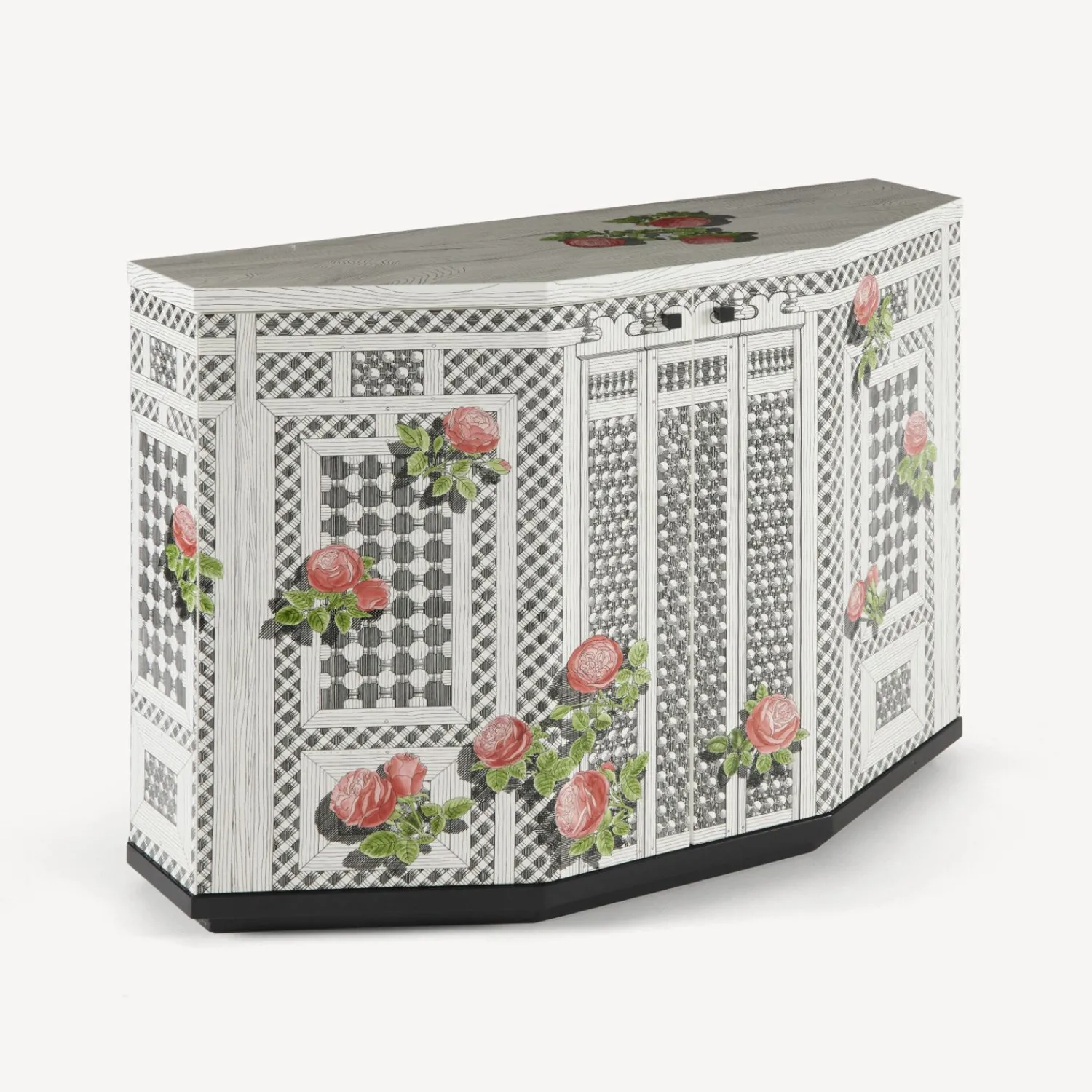 Cabinets<Fornasetti Small Cabinet Polyhedric Musciarabia Con Rose Multicolour