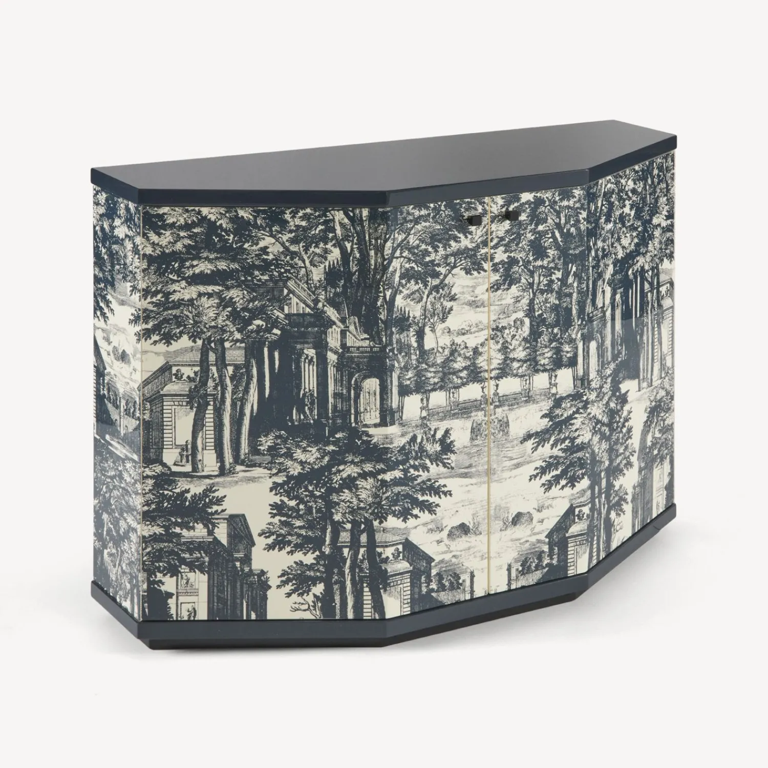 Cabinets<Fornasetti Small Cabinet Polyhedric Giardino Settecentesco Blue/Ivory