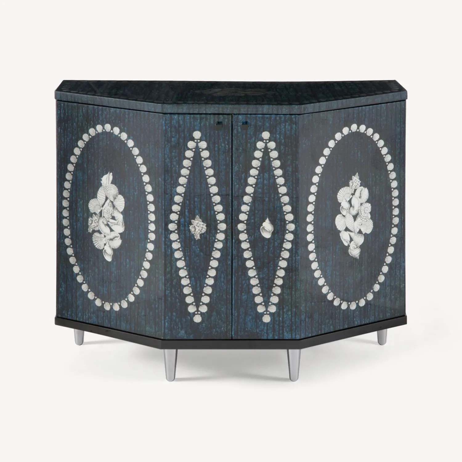 Cabinets<Fornasetti Small Cabinet Polyhedric Giro Di Conchiglie Silver/Blue