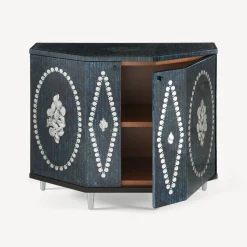 Cabinets<Fornasetti Small Cabinet Polyhedric Giro Di Conchiglie Silver/Blue