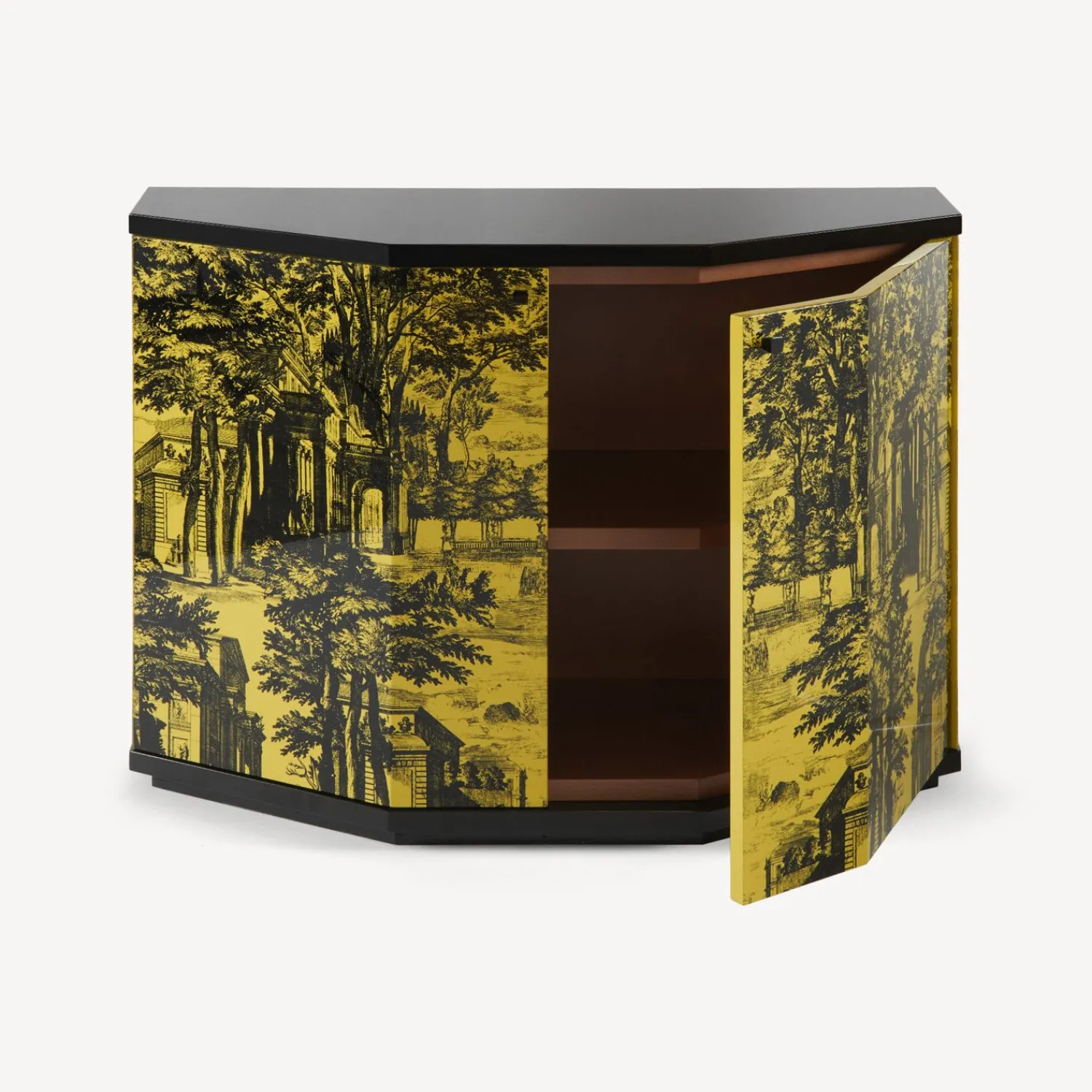 Cabinets<Fornasetti Small Cabinet Polyhedric Giardino Settecentesco Black/Yellow