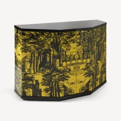 Cabinets<Fornasetti Small Cabinet Polyhedric Giardino Settecentesco Black/Yellow